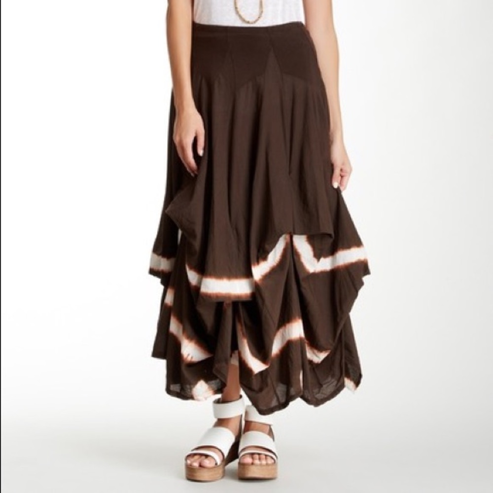 Luna Luz Shibori Tie Dye Brown bubble skirt M